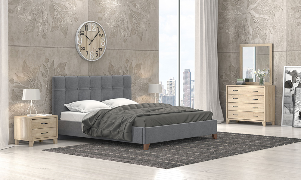 Page10_bed_No62.jpg ΚΡΕΒΑΤΙ 162S ΓΚΡΙ ΣΚΟΥΡΟ ΥΦΑΣΜΑ ΛΑΤΤΕ - Image 1
