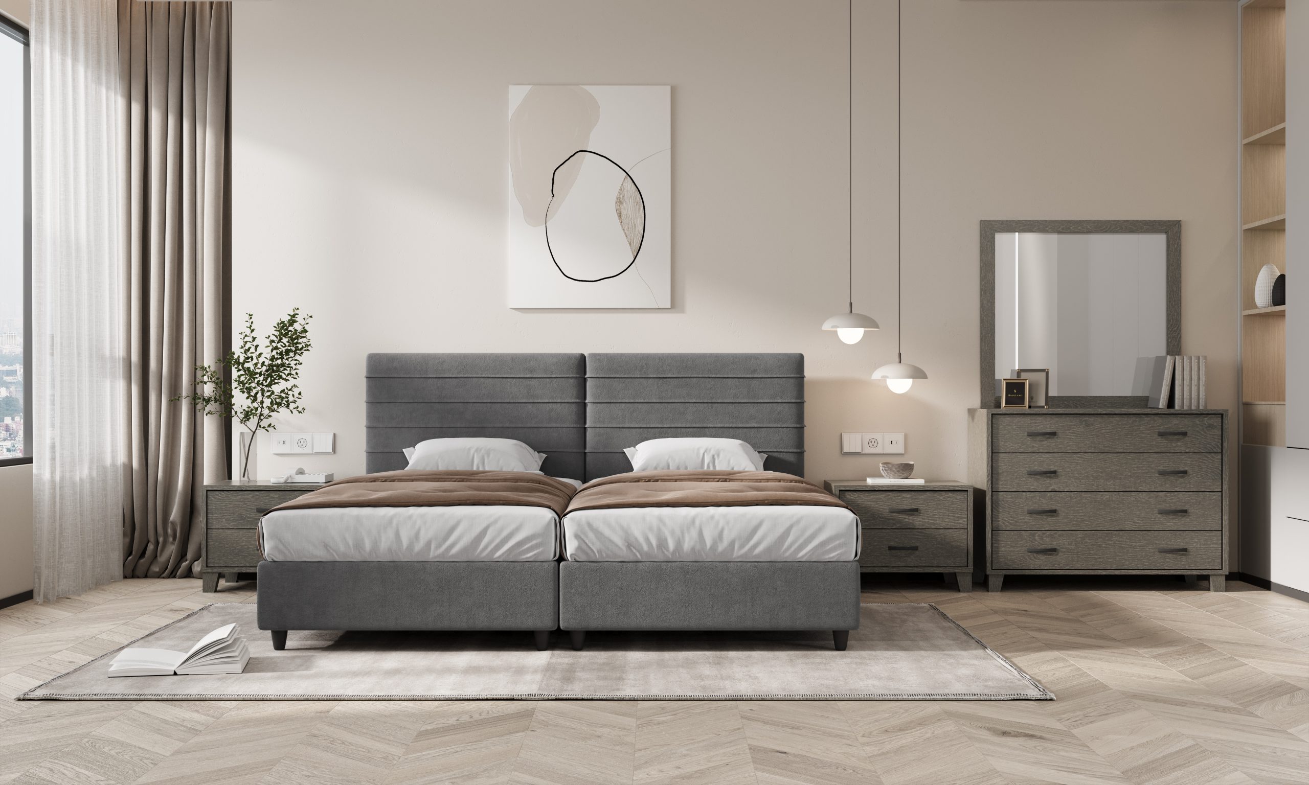 bed_109_diplo_00000.jpg ΚΡΕΒΑΤΙ 1110S ΥΠΟΣΤΡΩΜΑ ΕΚΡΟΥ ΥΦΑΣΜΑ ΜΕΛΙ - Image 1