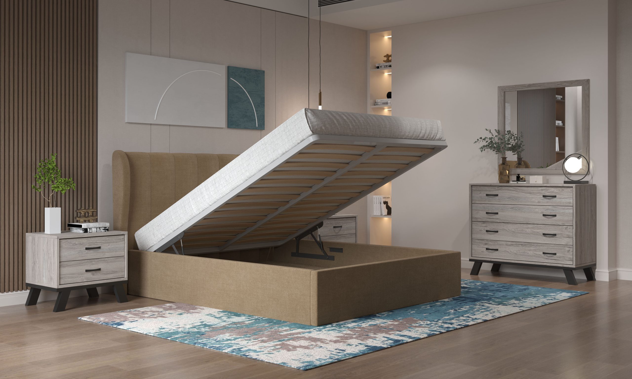 bed_No82_mpaulo_1_open_camiel.jpg ΚΡΕΒΑΤΙ 183S ΜΠΛΕ ΥΦΑΣΜΑ ΣΤΑΧΤΙ - Image 1